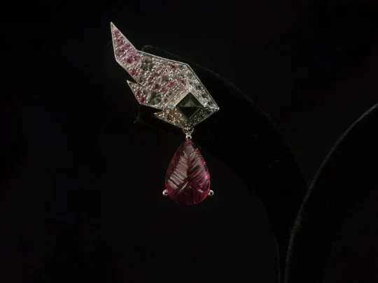 ANGEL WING EARRINGS - Drop Wing Earrings - Pink Tourmaline Earrings - Divine Earrings - Fancy Sapphire Earring