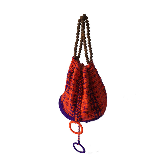 Loom Woven Wool Handbag-statement bag - summer fashion handbag - summer festival bag- collectable handbag - burning man bag - concert bag