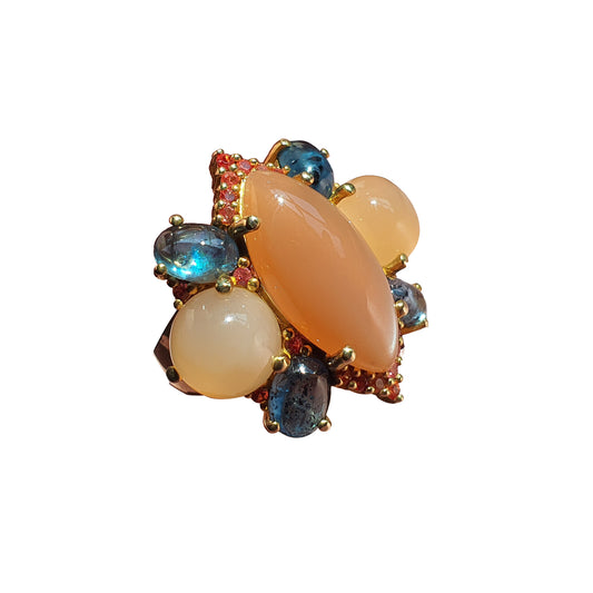 MOON STONE RINGS - Peach Moonstone Ring - Boho Style Jewelry - Raw Gemstone Rings - Hippie