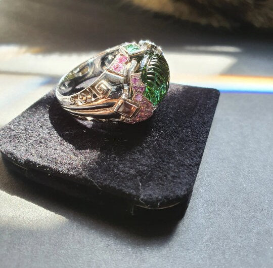 RARE GEMSTONE RING - Tourmaline Gem Ring - Silver Gemstone Ring - Natural Stone Ring - Silver Gemstone Ring - Ring For Girlfriend