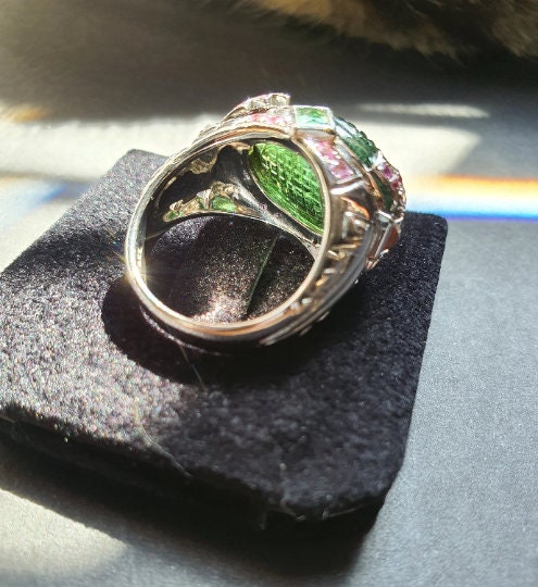 RARE GEMSTONE RING - Tourmaline Gem Ring - Silver Gemstone Ring - Natural Stone Ring - Silver Gemstone Ring - Ring For Girlfriend